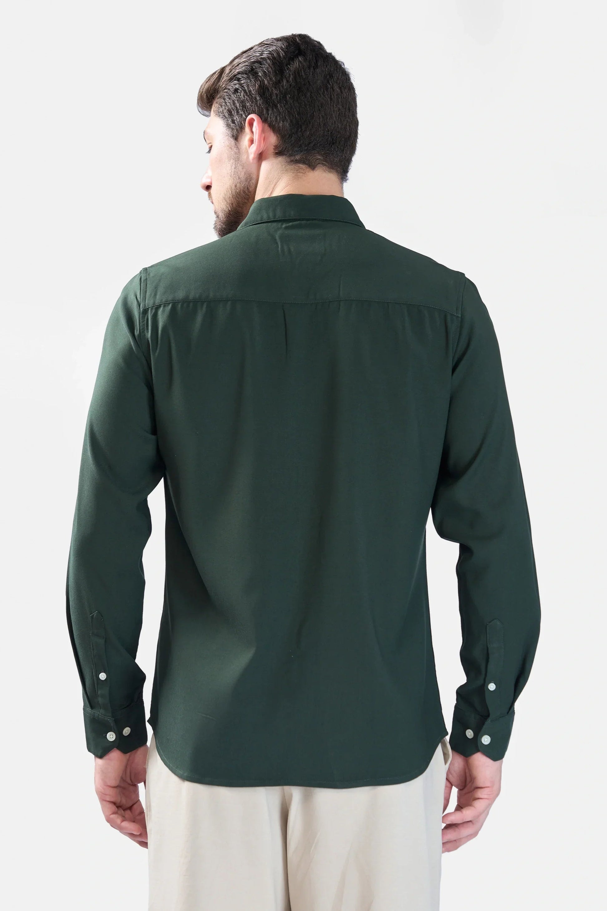 Xkind Bottle Green Plain Slim Fit Shirt  Grab2Buy Xkind Grab2Buy