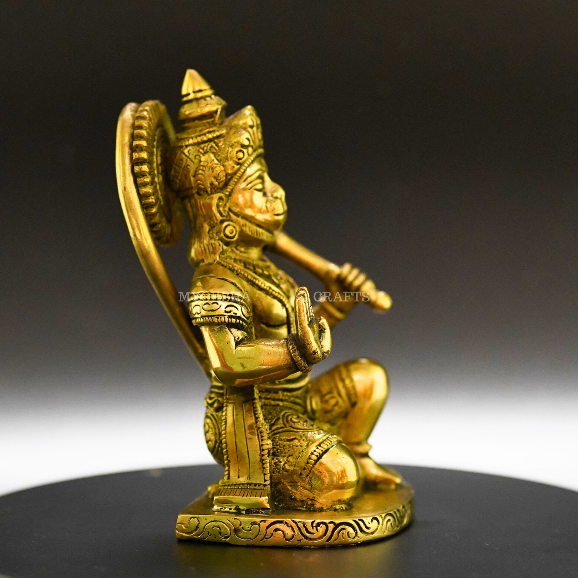 Sacred Guardian Antique Hanuman Blessing Brass Idol - A Divine Remembrance - 2