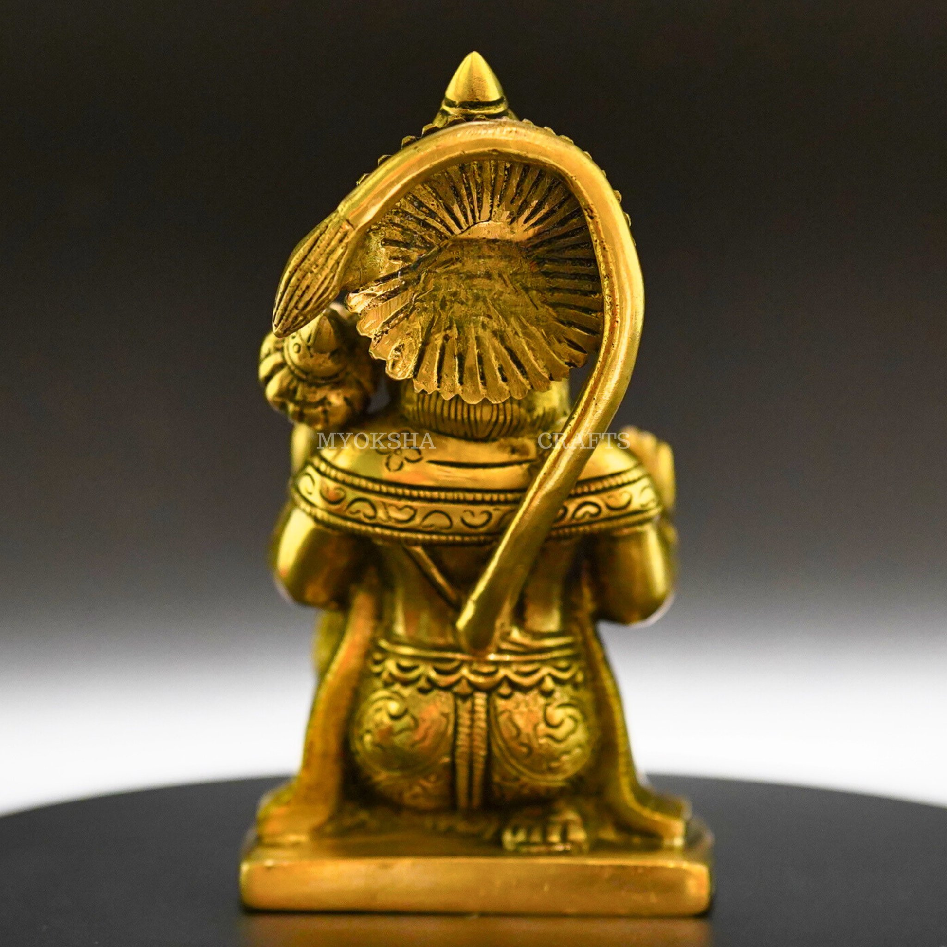 Sacred Guardian Antique Hanuman Blessing Brass Idol - A Divine Remembrance - 3