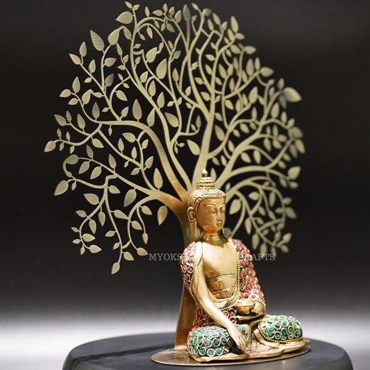 Brass Buddha Sitting Under the Tree  - 2