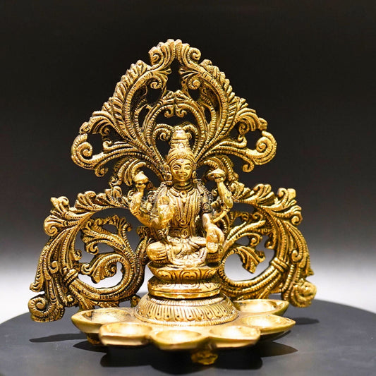 Brass Wall Lakshmi Deepa - Goddess of Wealth and Light - 1