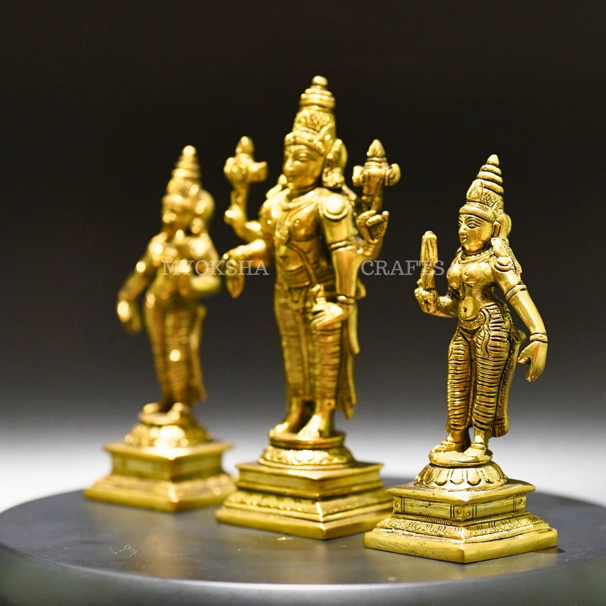 Brass Sri Devi and Bhudevi - Divine Goddesses of Harmony and Abundance - 4