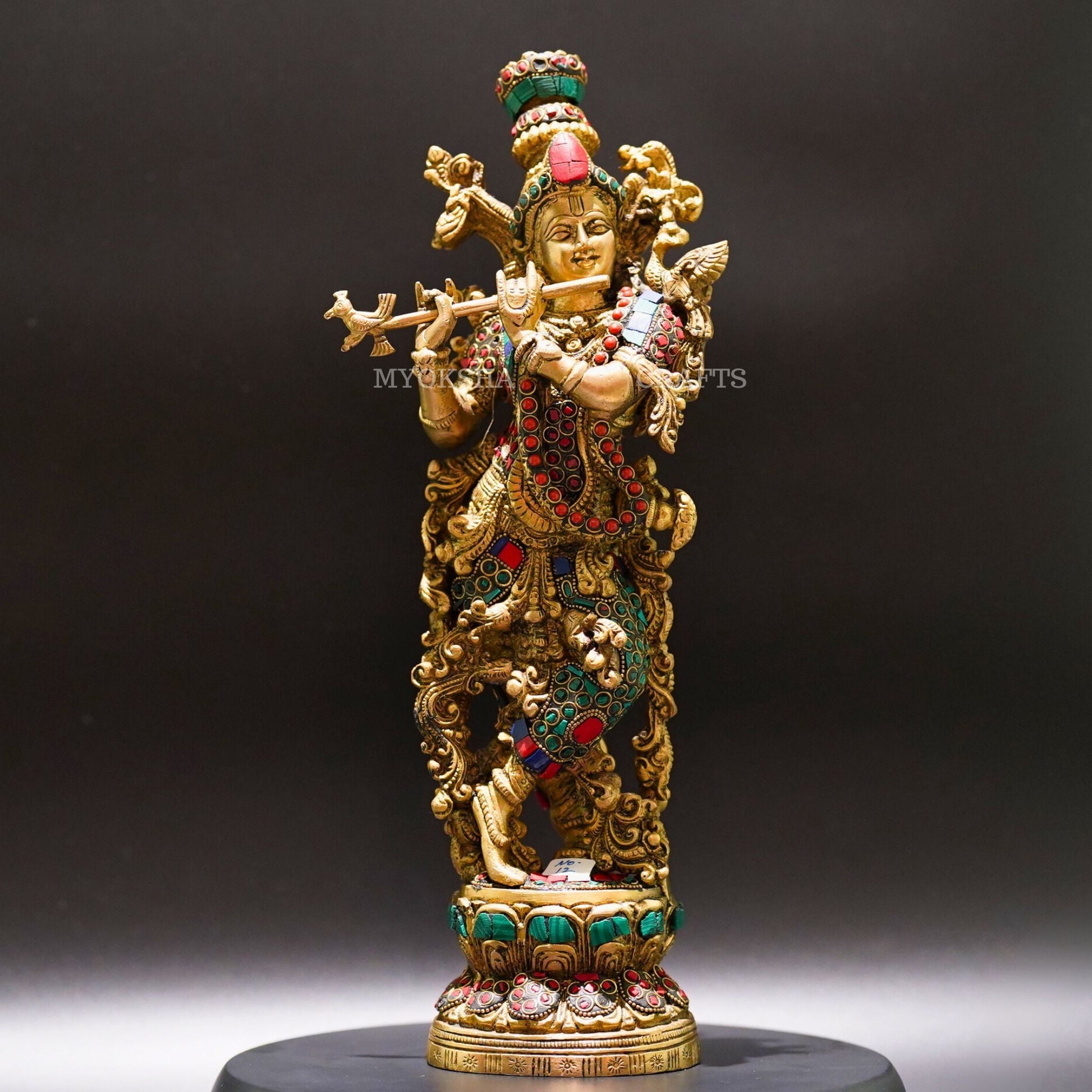 Brass Standing Krishna Idol - Divine Presence of Love and Wisdom - 1