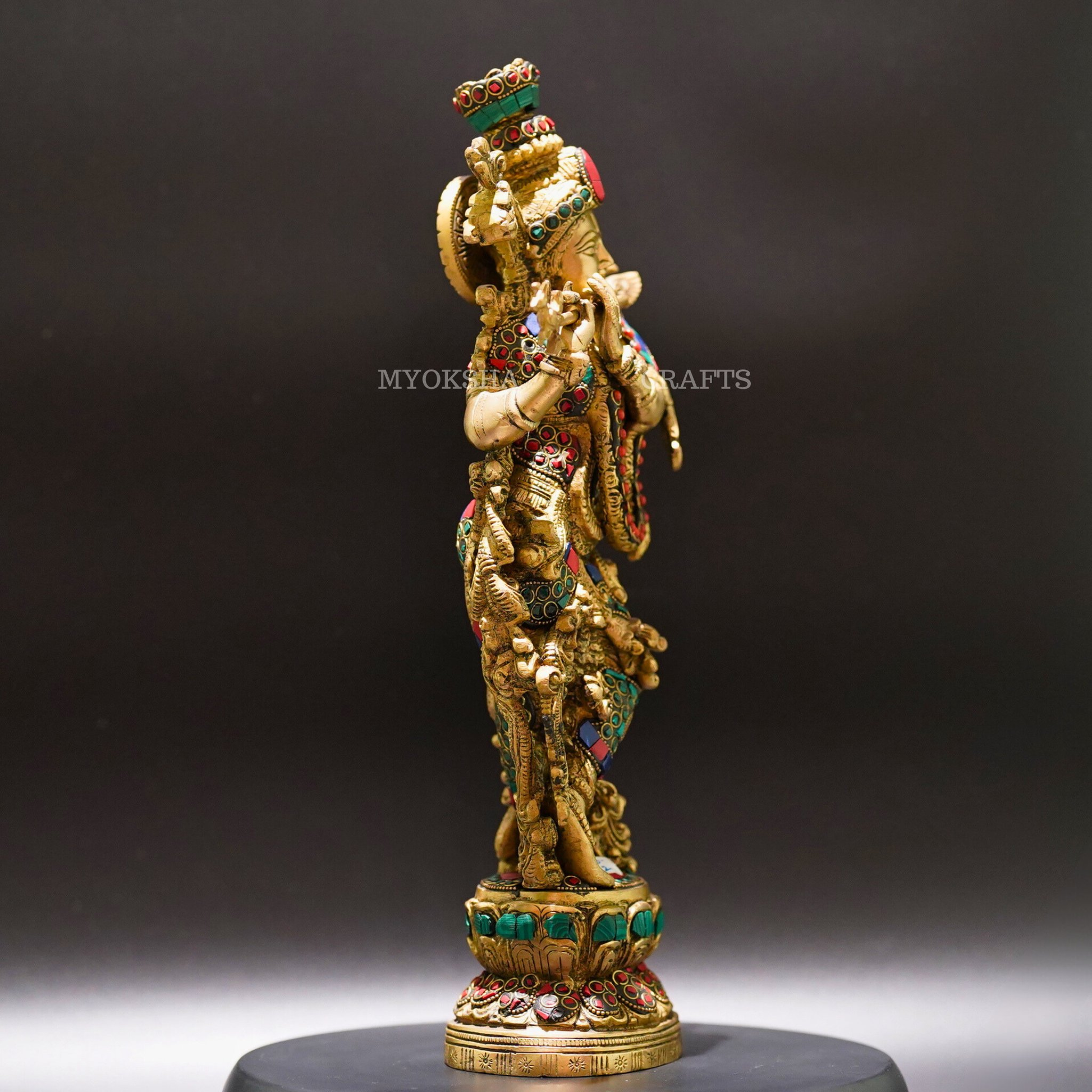 Brass Standing Krishna Idol - Divine Presence of Love and Wisdom - 2