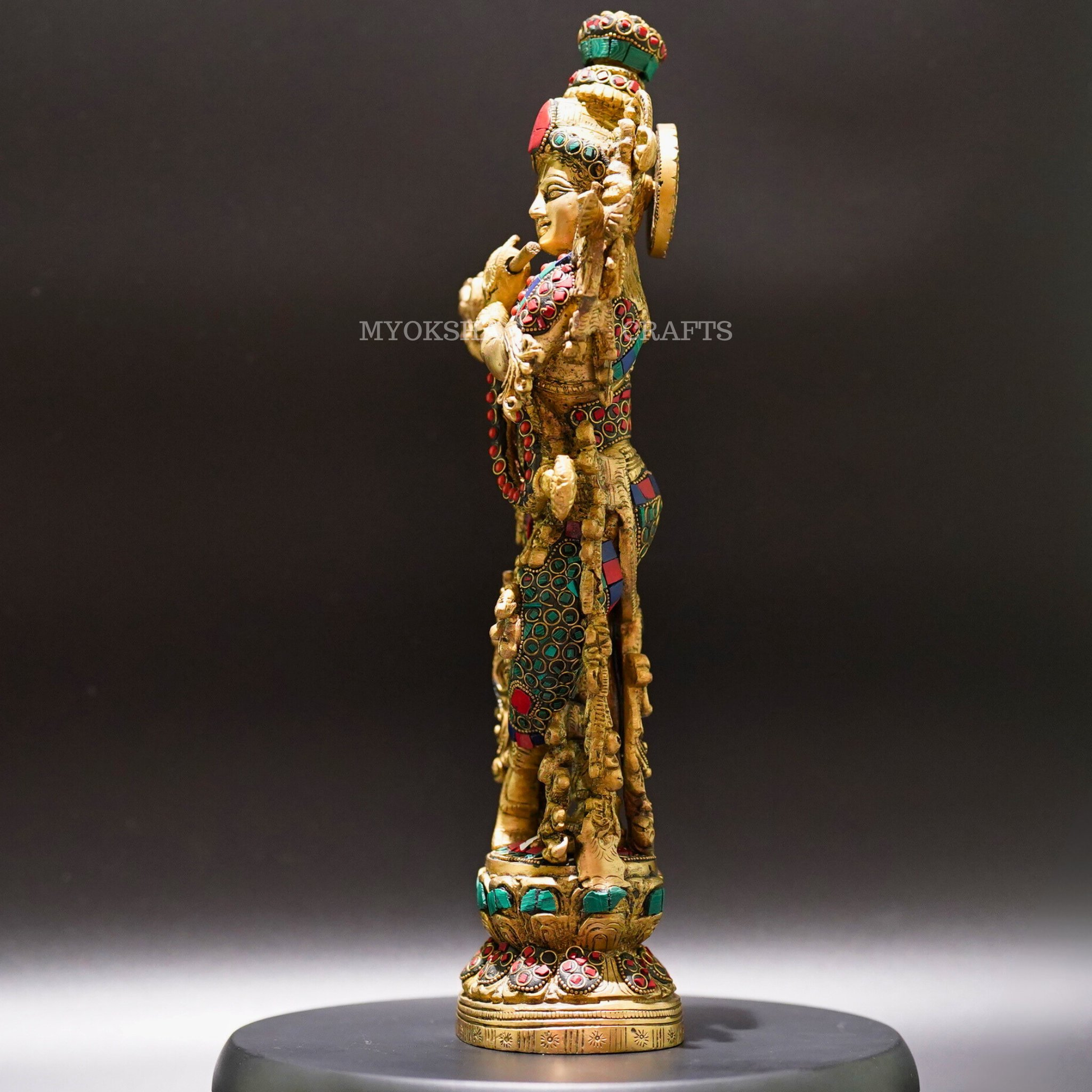 Brass Standing Krishna Idol - Divine Presence of Love and Wisdom - 4