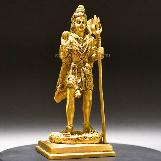 Brass Standing Shiva Idol - Divine Presence of Transformation and Bliss - 1