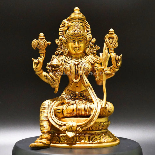 Brass Raja Rajeshwari Idol - Divine Empress of Cosmic Power and Grace - 1