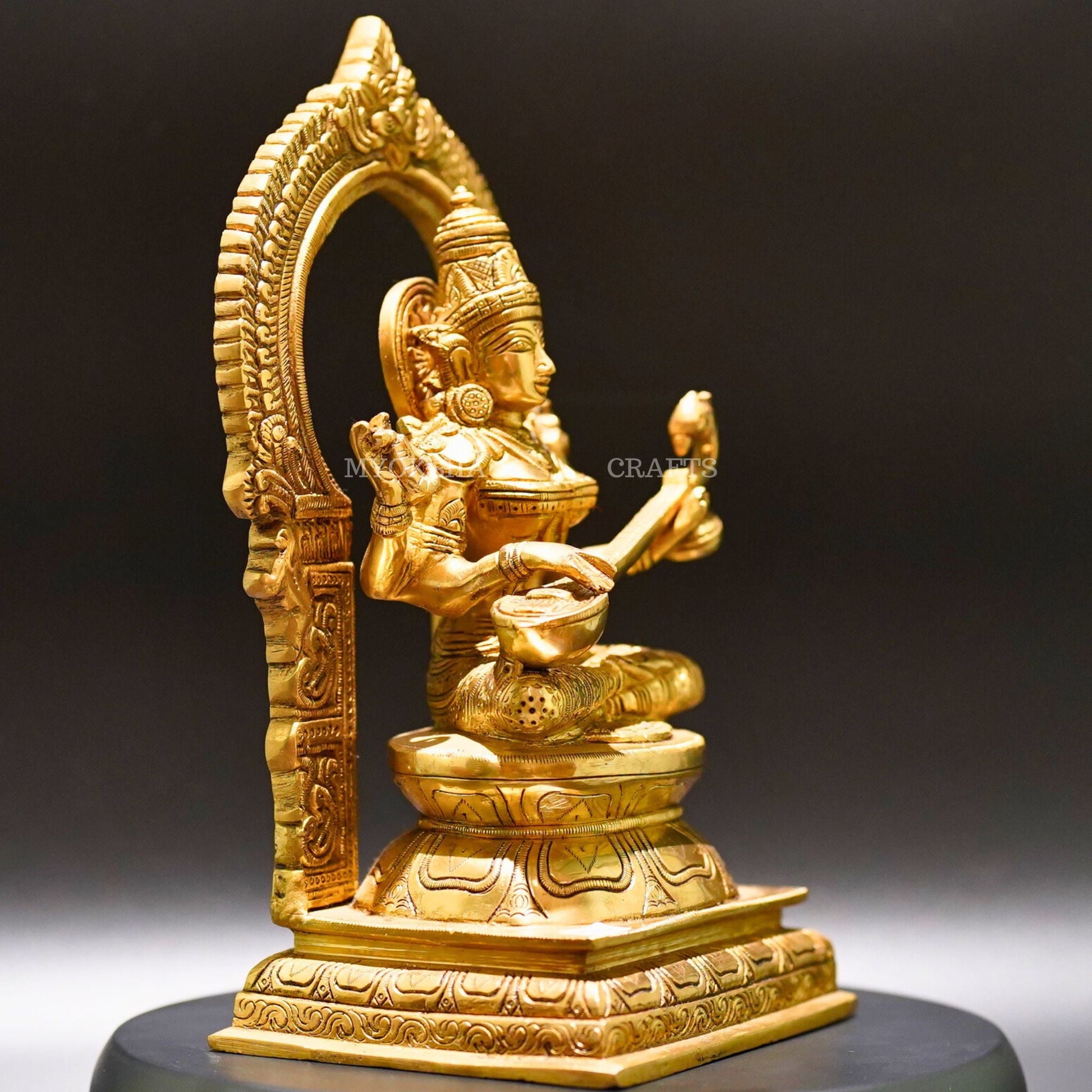 Brass Saraswati Devi Idol - Divine Source of Knowledge and Creativity - 2