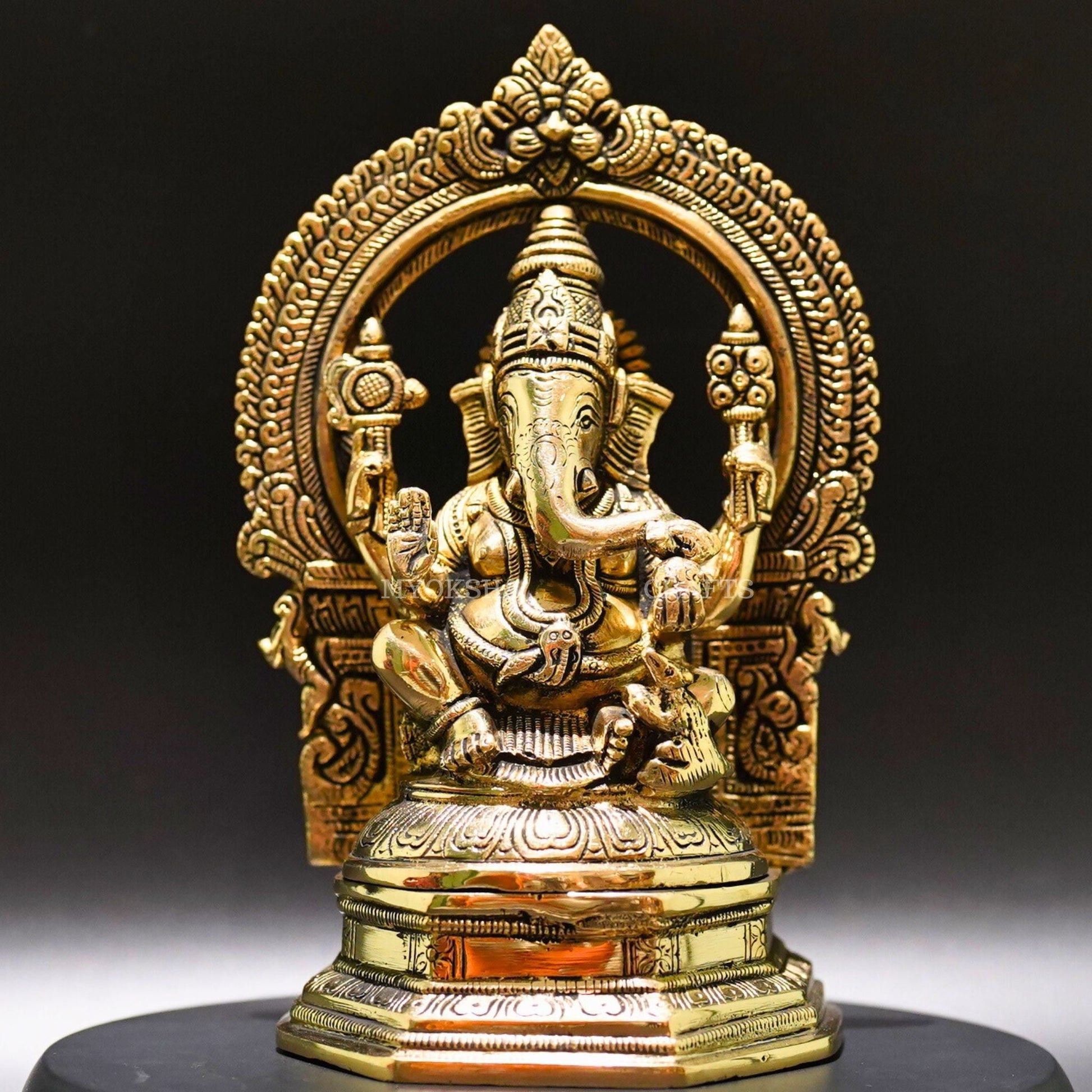 Brass Ganesha Idol - Divine Remover of Obstacles and Bestower of Fortune - 1