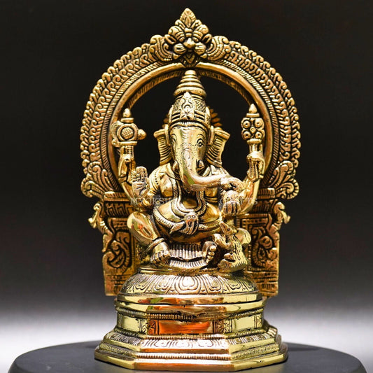 Brass Ganesha Idol - Divine Remover of Obstacles and Bestower of Fortune - 1