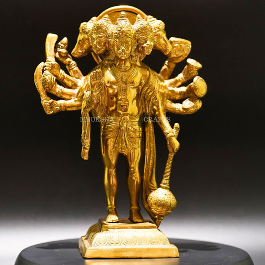 Brass Panchmukhi Hanuman - Powerful Symbol of Strength and Devotion - 1