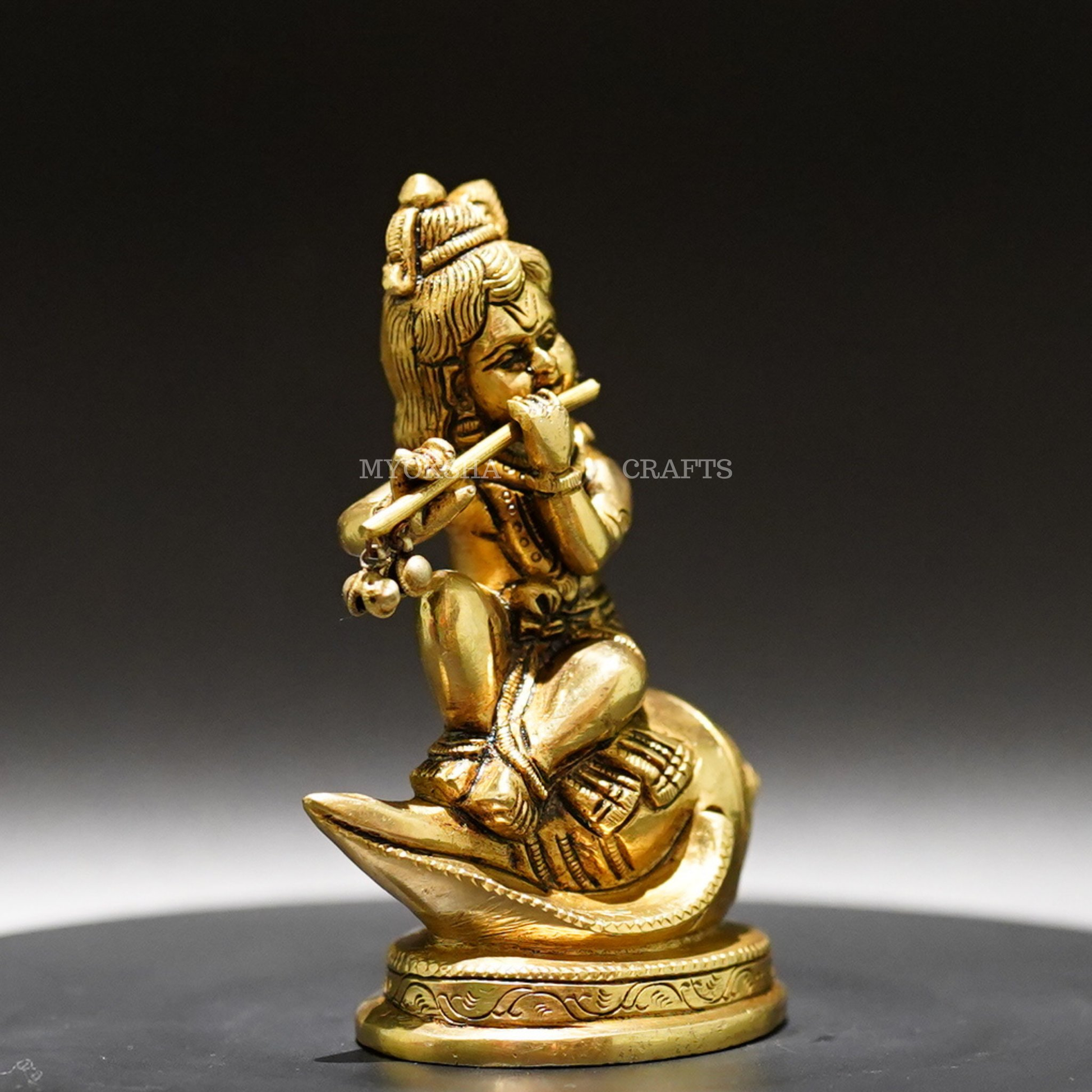 Brass Shank Krishna - Divine Flute Player for Spiritual Seekers - 2