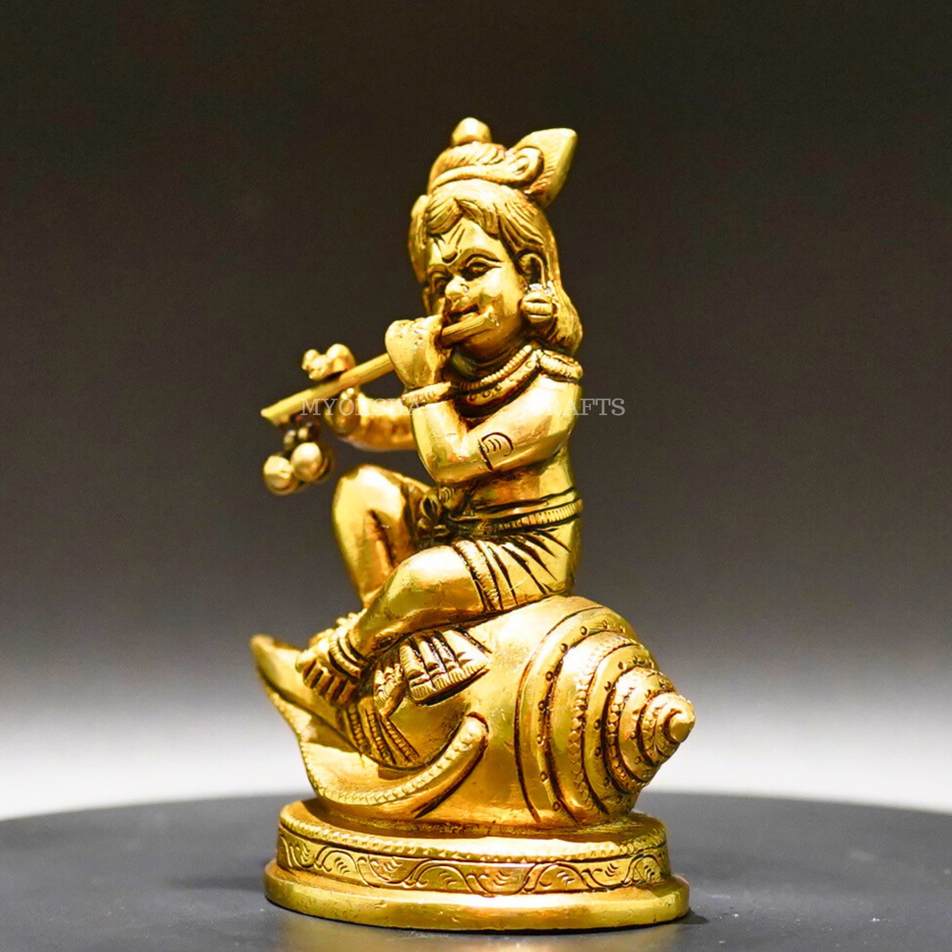 Brass Shank Krishna - Divine Flute Player for Spiritual Seekers - 4