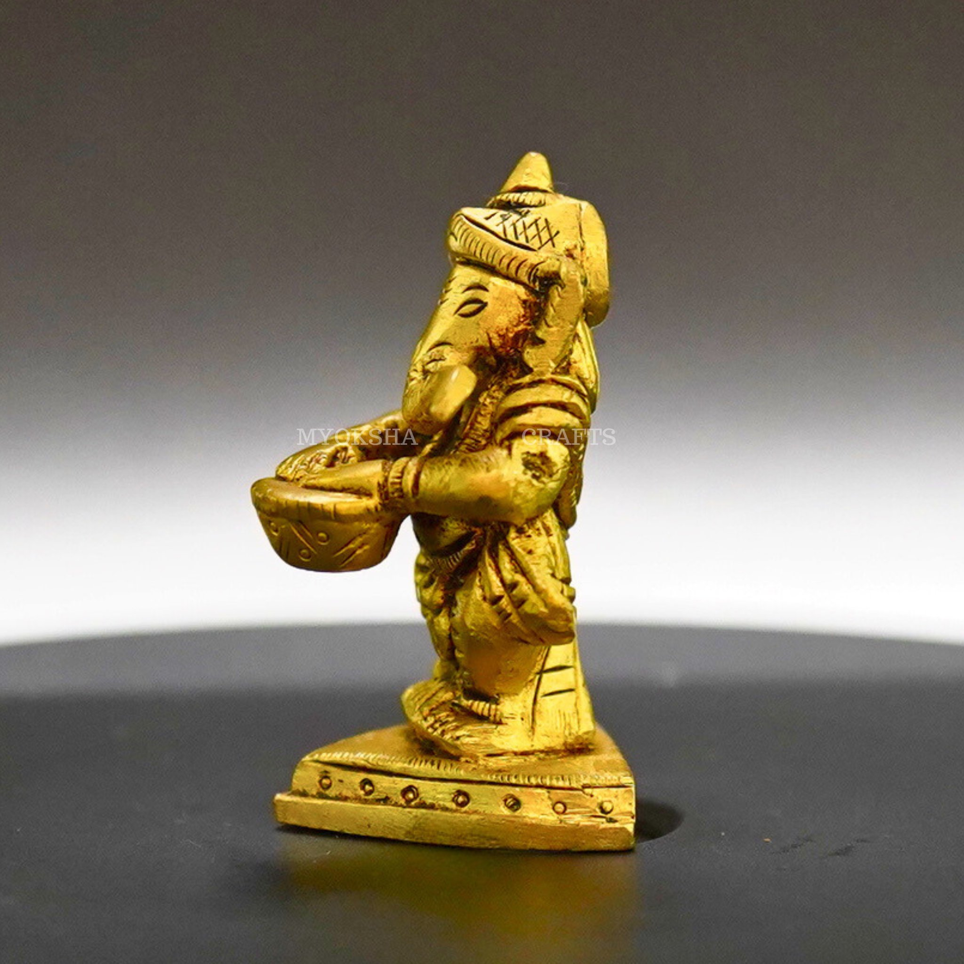 Ganesha Playing Drums Brass Idol – Perfect for Devotees - 4