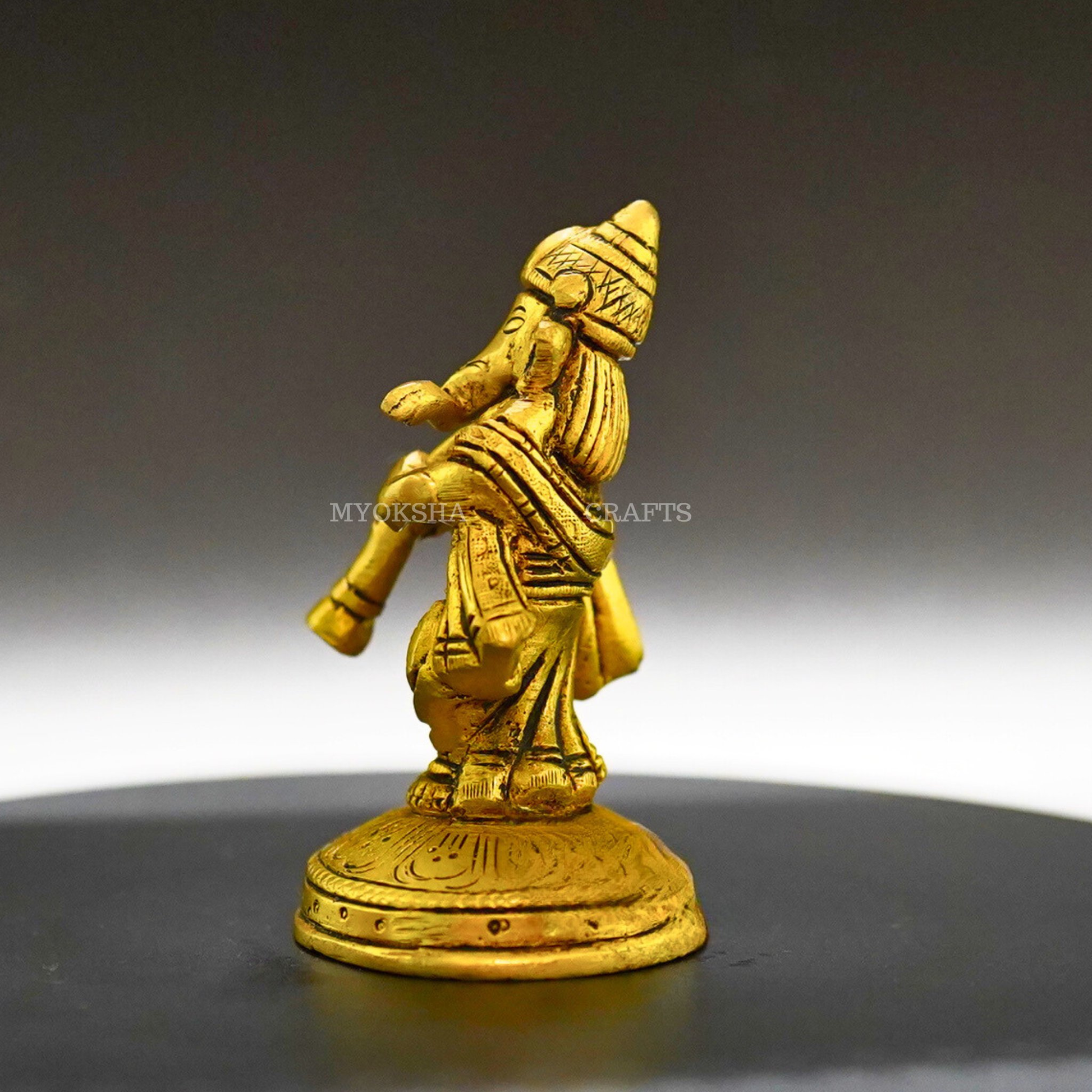 Ganesha Playing Shehnai Brass Idol - Invoking Prosperity and Harmony in Your Home - 4