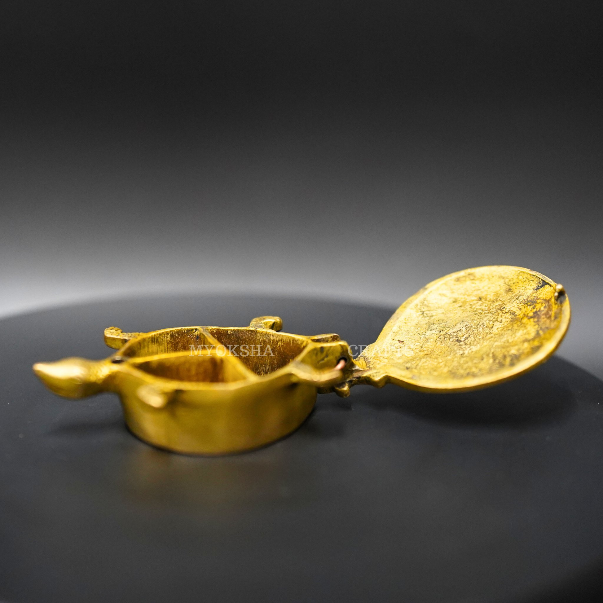 Brass Tortoise Kumkum Set - 2