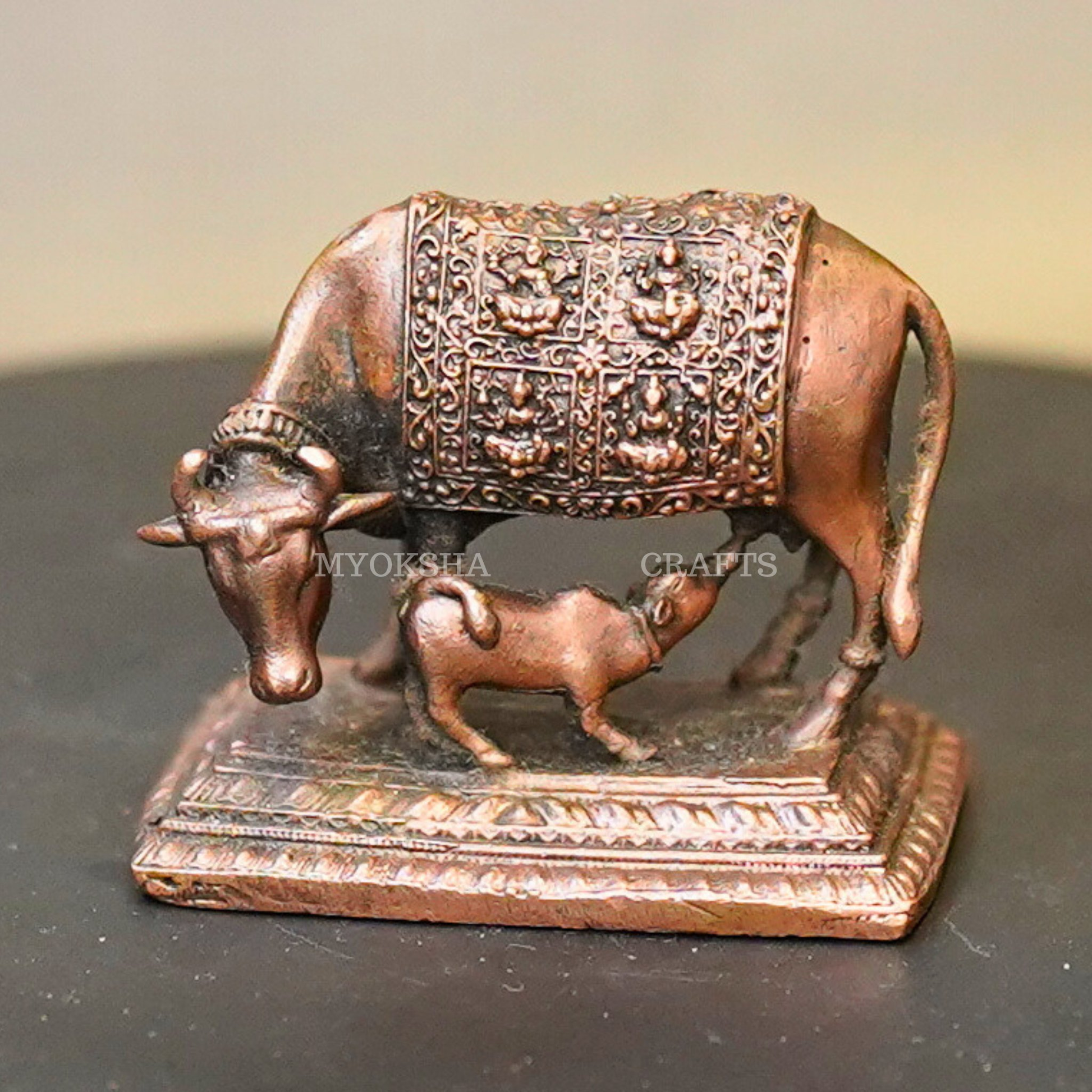 Copper Kamadhenu with Calf - 1
