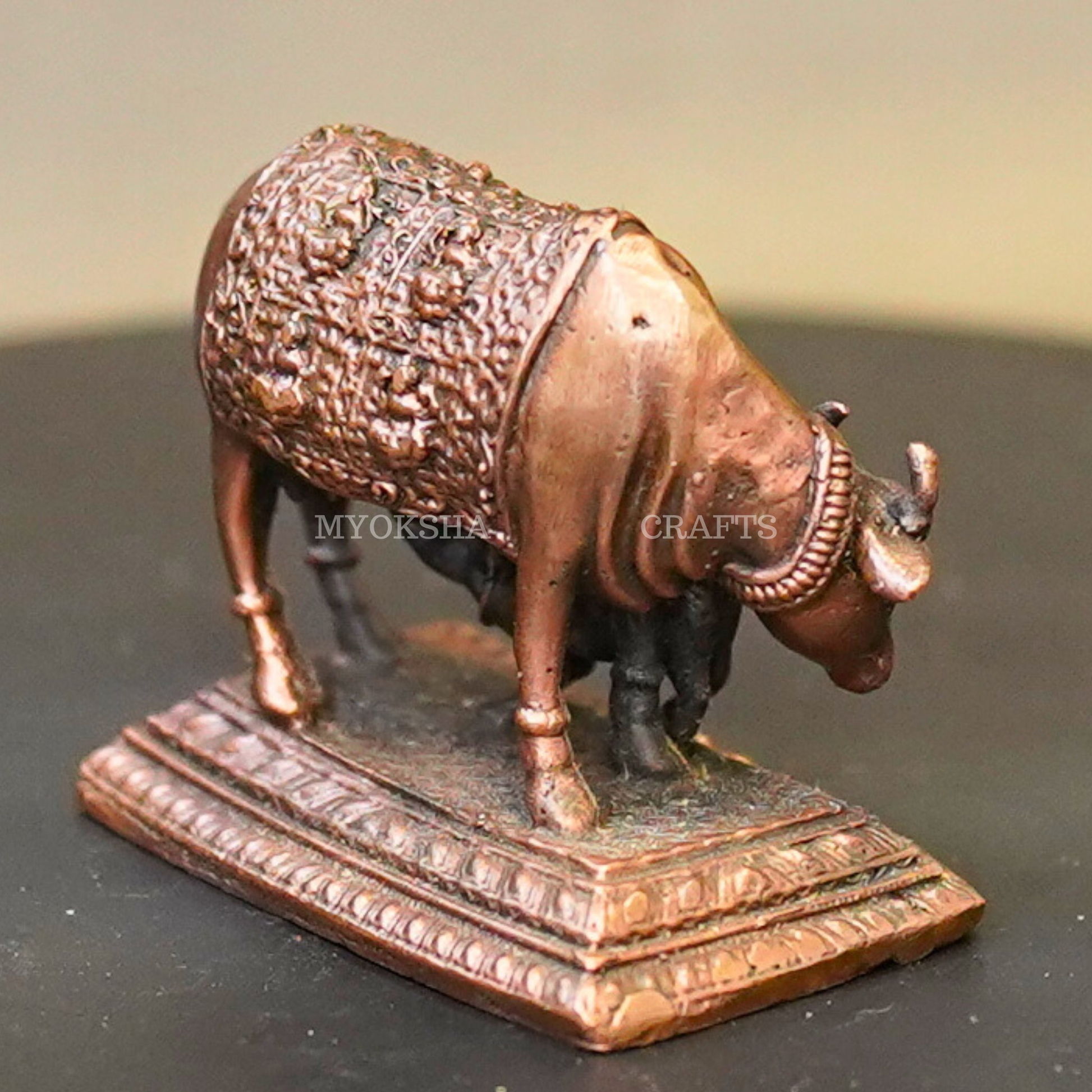 Copper Kamadhenu with Calf - 2