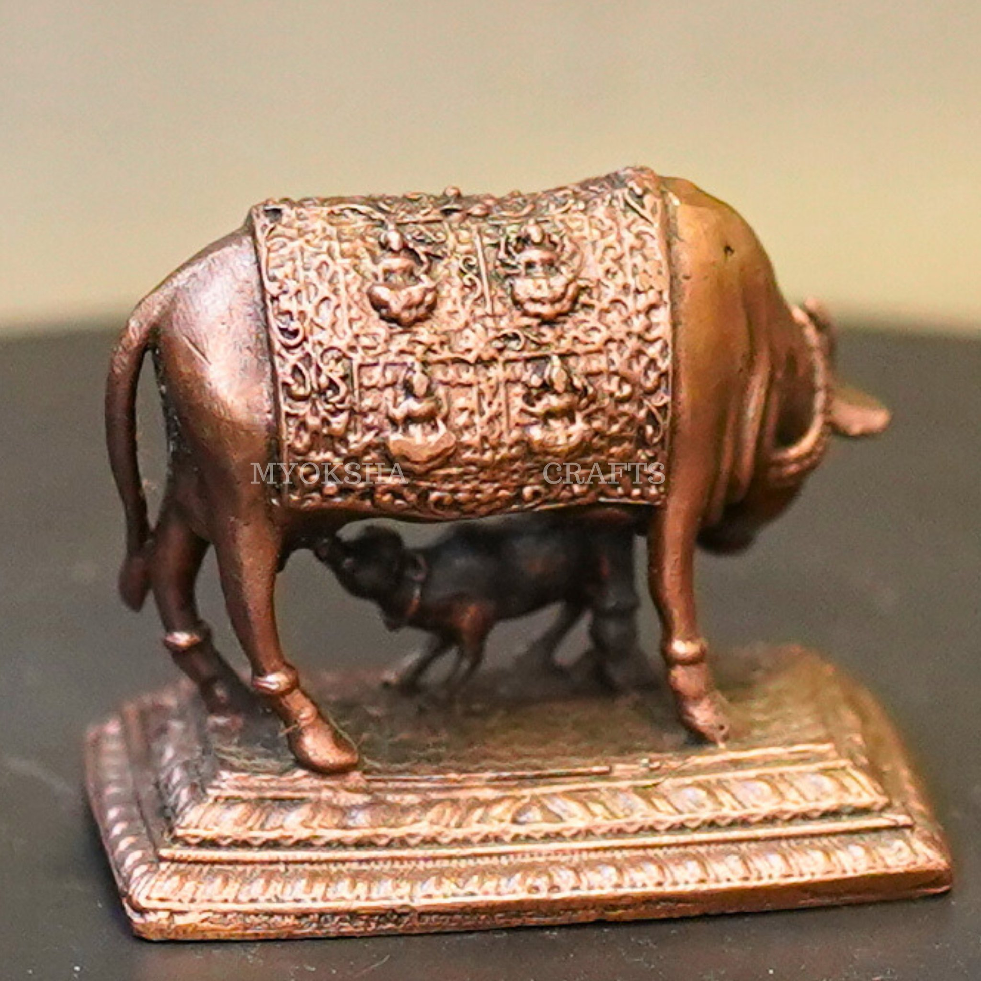 Copper Kamadhenu with Calf - 3