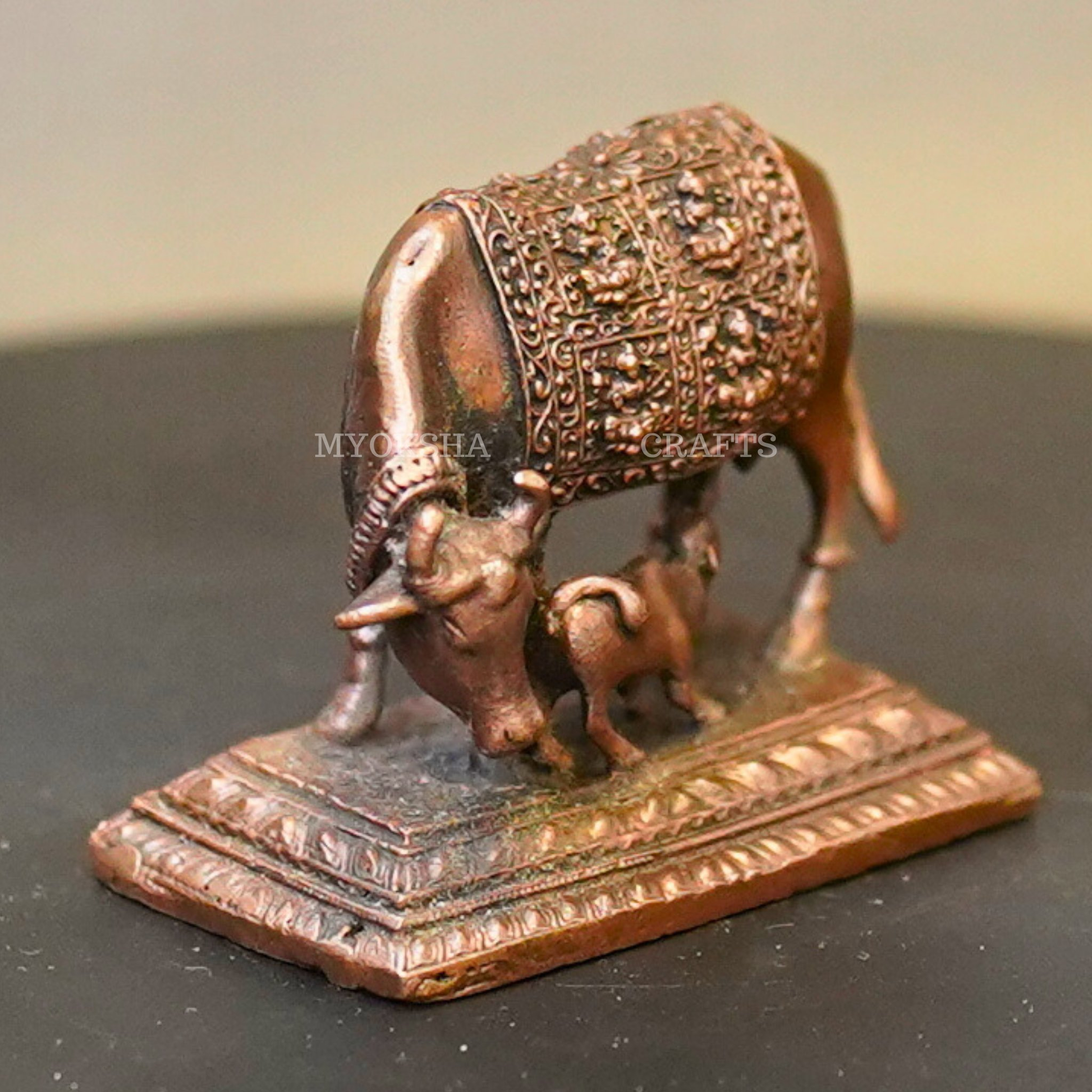 Copper Kamadhenu with Calf - 4