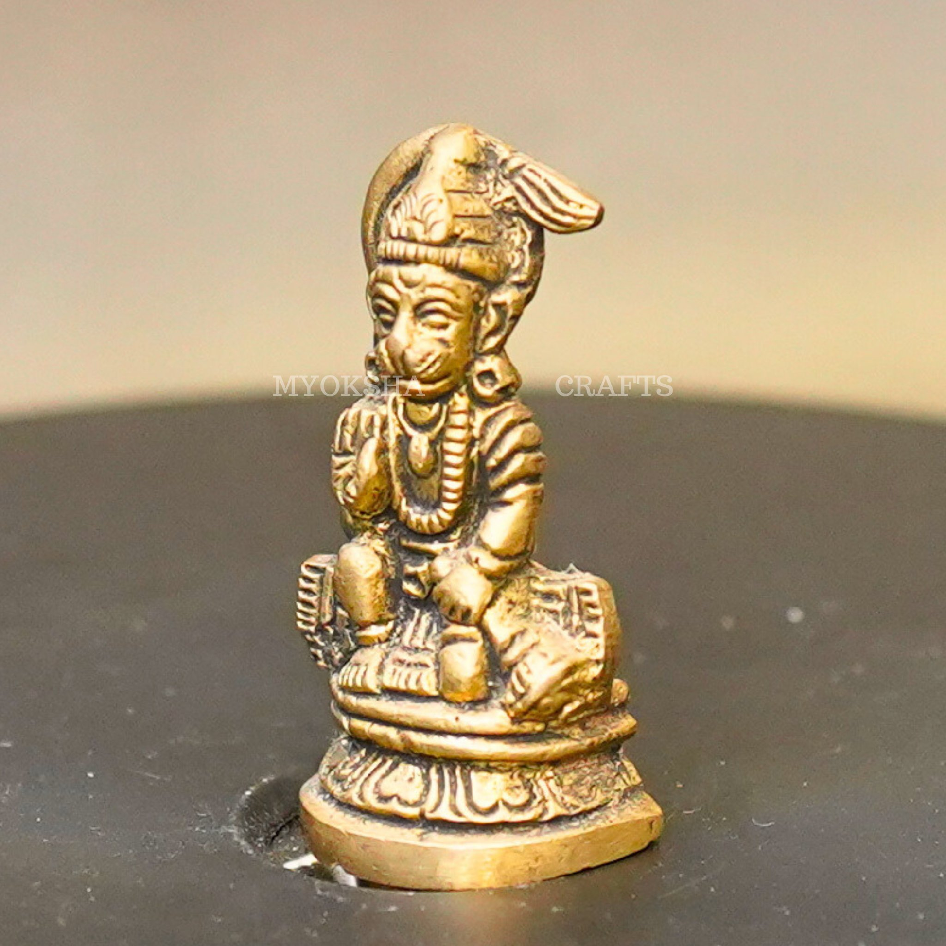 Brass Hanuman Sitting Idol - 4