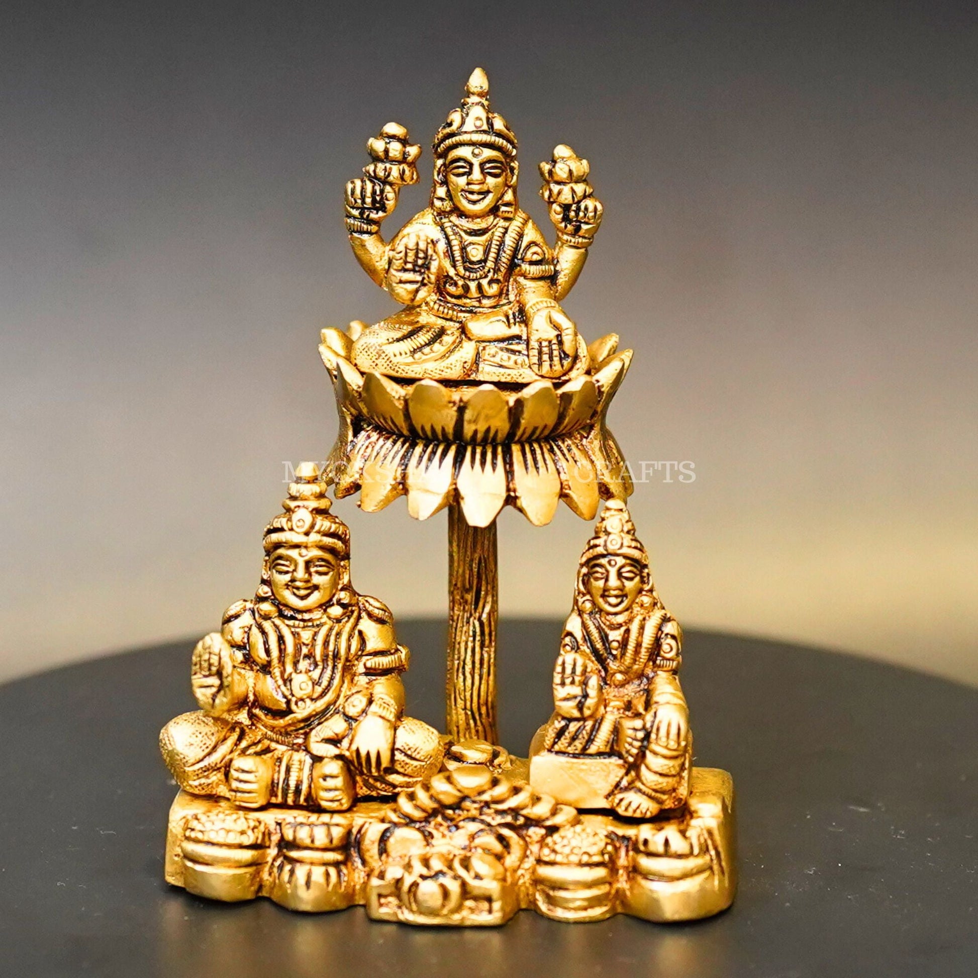 Brass Lakshmi with Kubera & Reddhi Idol - 1