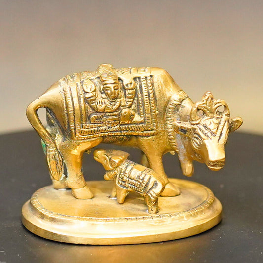 Brass Kamadenu with Calf Idol - 1