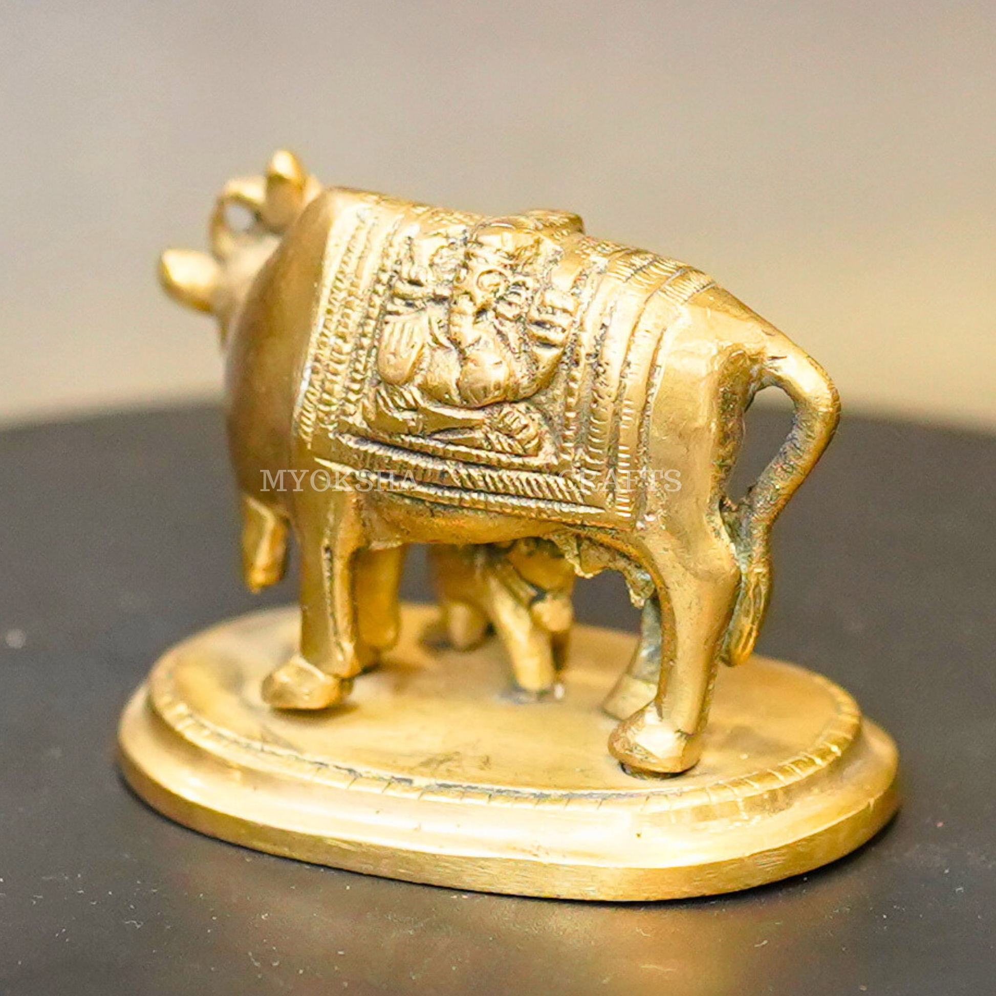 Brass Kamadenu with Calf Idol - 2
