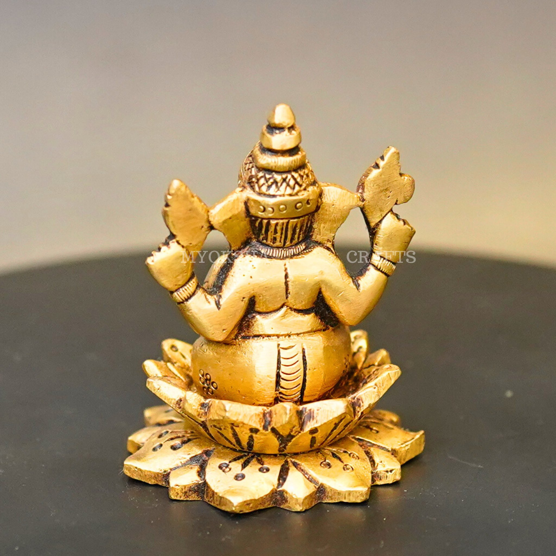 Brass Lotus Ganesha Idol - 3