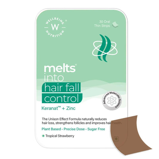 Wellbeing Nutrition Melts Hair Fall Control Oral Strips-Tropical Strawberry Flavor  Grab2Buy Wellbeing Nutrition Grab2Buy