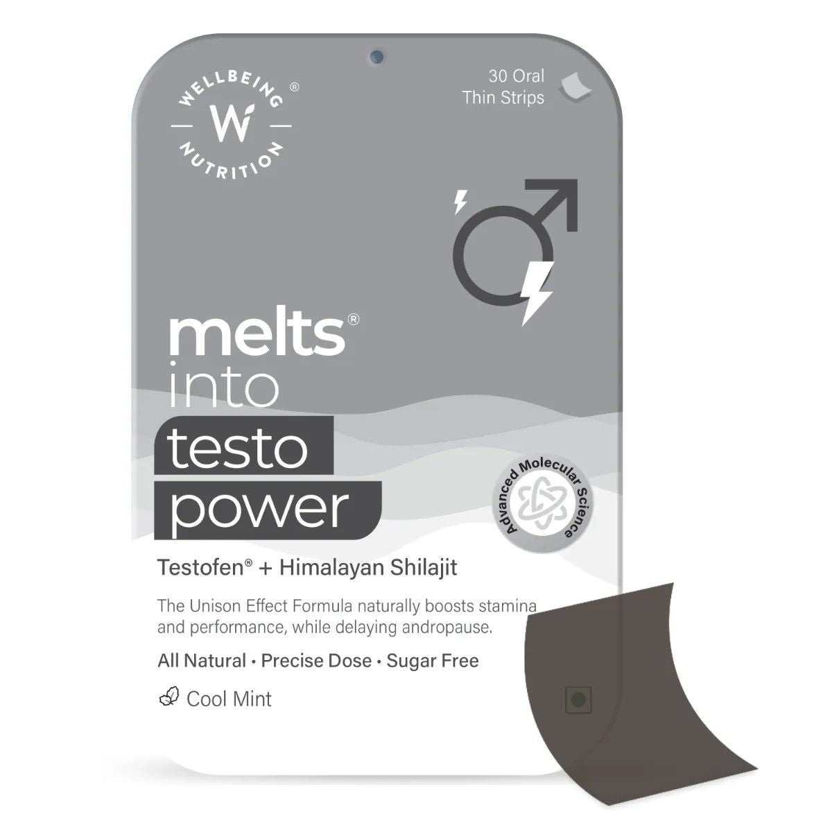 Wellbeing Nutrition Melts Testo Power Oral Strips-Cool Mint Flavor 