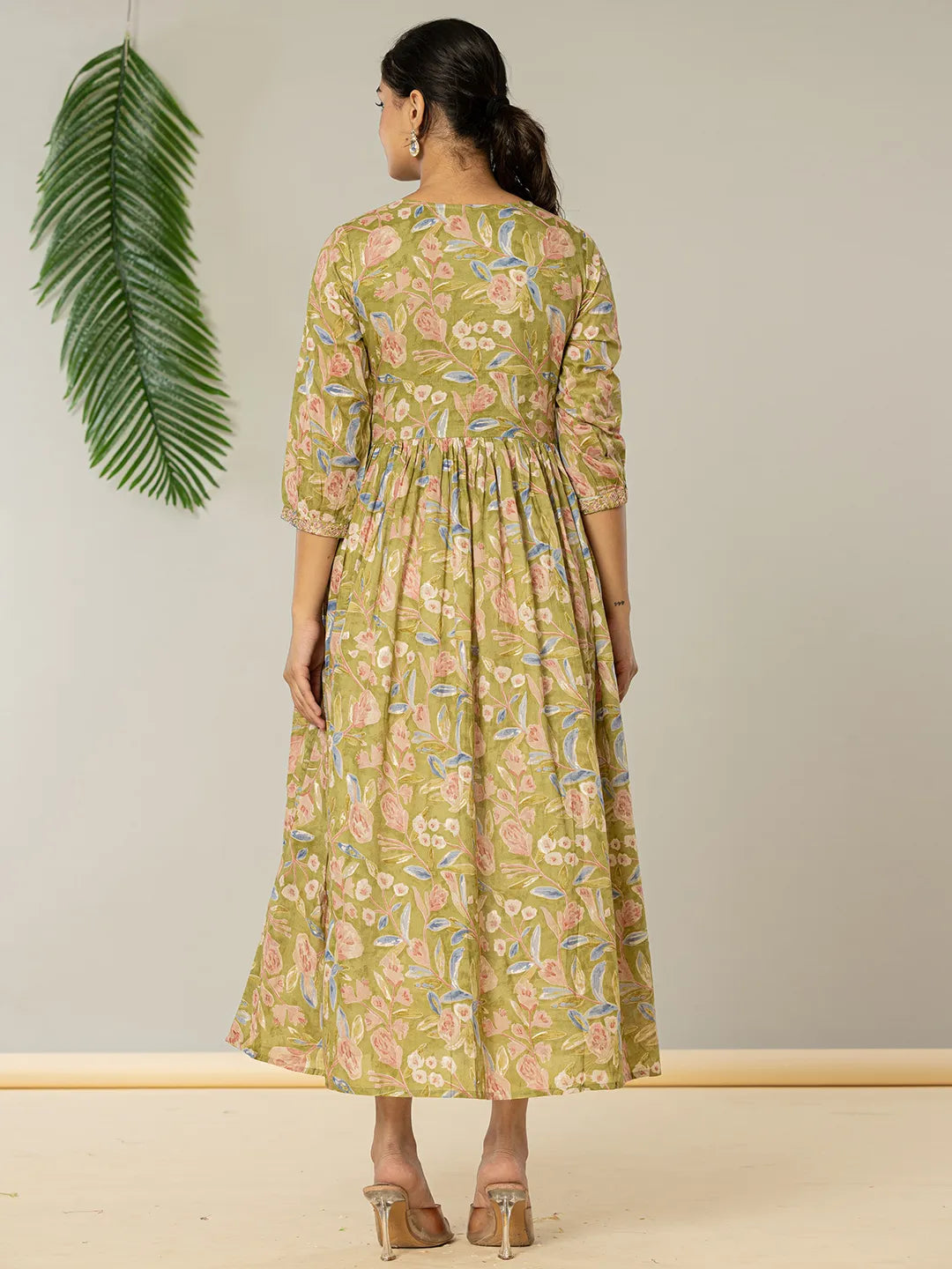 Yufta Green Pure Cotton Dori Embroidery Dress  Grab2Buy Yufta Grab2Buy