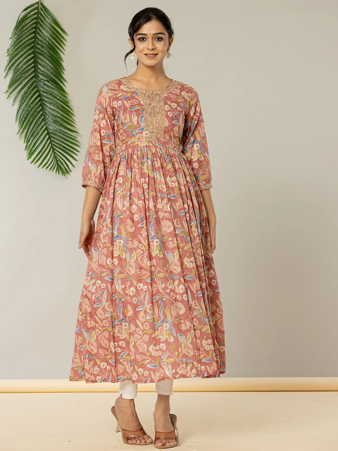 Yufta Pink Pure Cotton Sequins_Work Dress  Grab2Buy Yufta Grab2Buy
