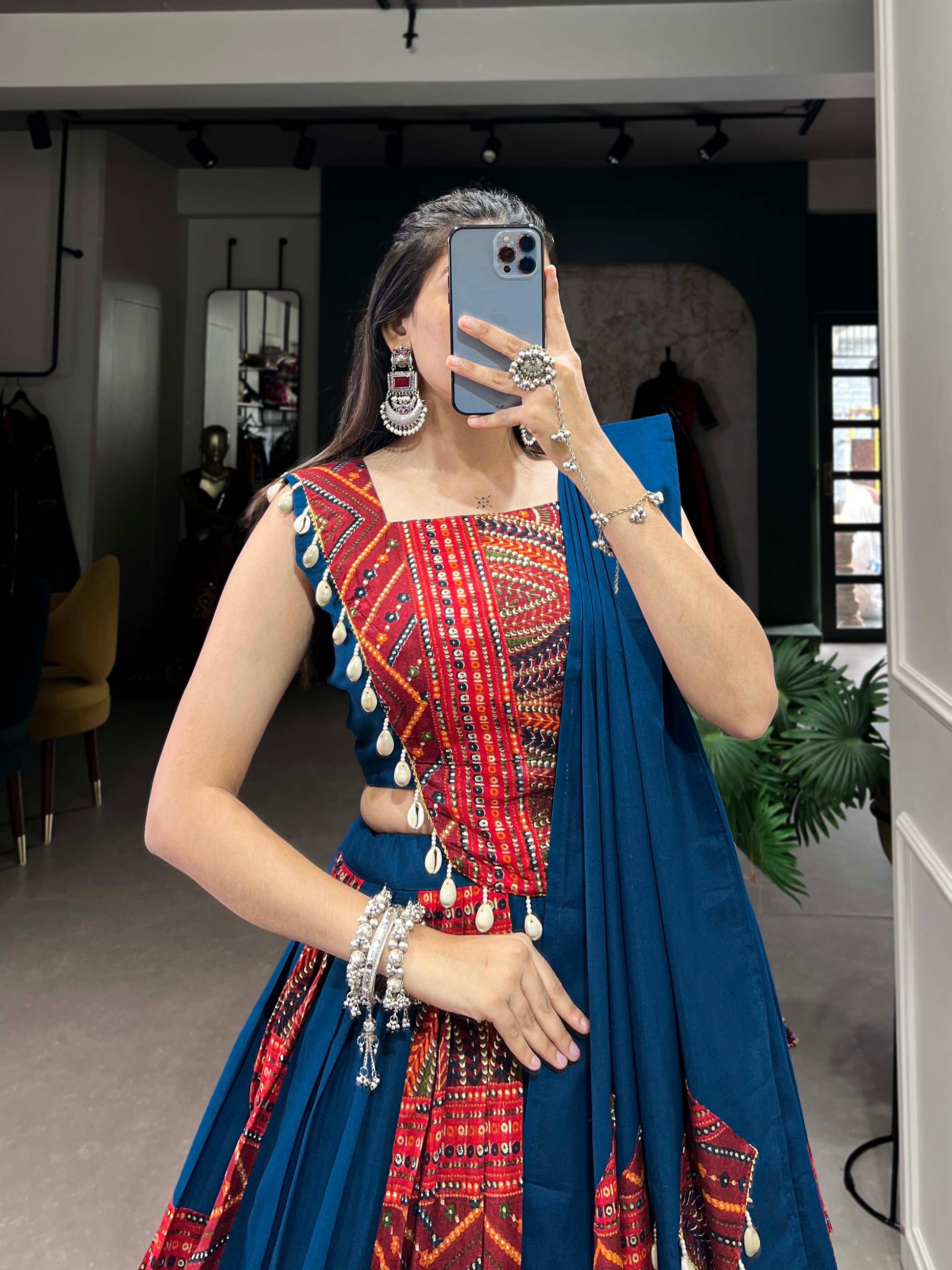 Lorenvalley Pure Cotton Plain And Printed With Foil Work Lehenga Choli with Dupatta 