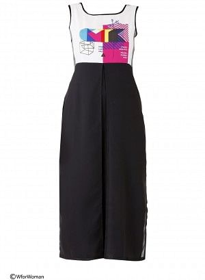 W for Woman Black Printed Sleeveless kurta