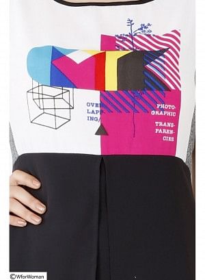 W for Woman Black Printed Sleeveless kurta