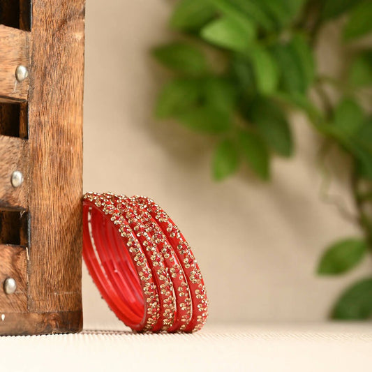 Afast Elegant Bridal & Wedding Party Fashion Bangle/Kada Set, Red, Glass, Pack Of 8 Model No- A25 | Grab2Buy