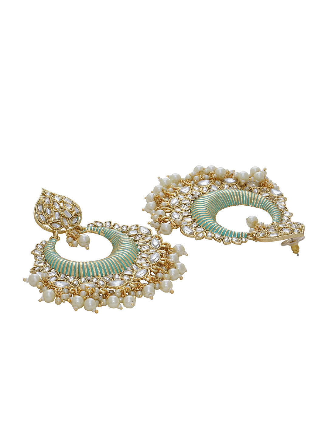 Shoshaa Sea Green & Gold-Plated Classic Chandbalis - Grab2buy