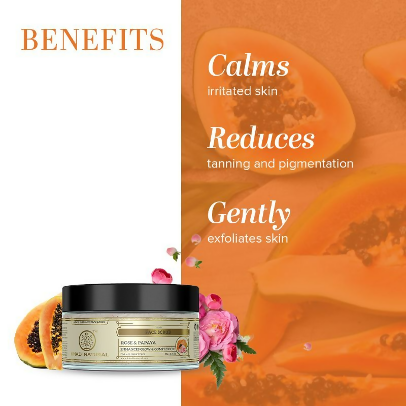 Khadi Natural Rose & Papaya Face Scrub Reduce Acne & Pimple 