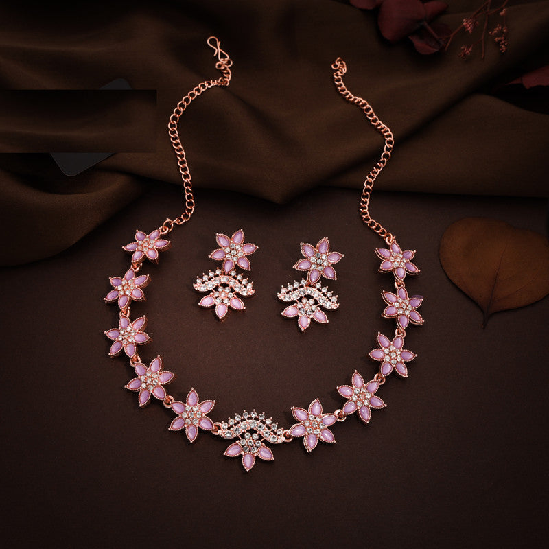 Tehzeeb Creations Lavender Colour Star Design Stone Studded Necklace With Earrings Tehzeeb Creations