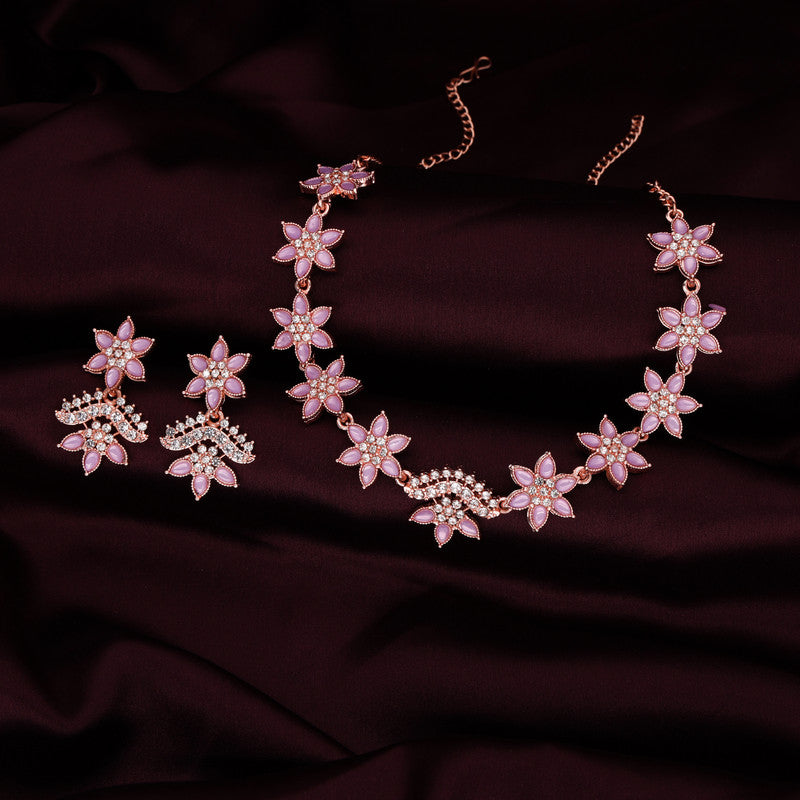 Tehzeeb Creations Lavender Colour Star Design Stone Studded Necklace With Earrings Tehzeeb Creations