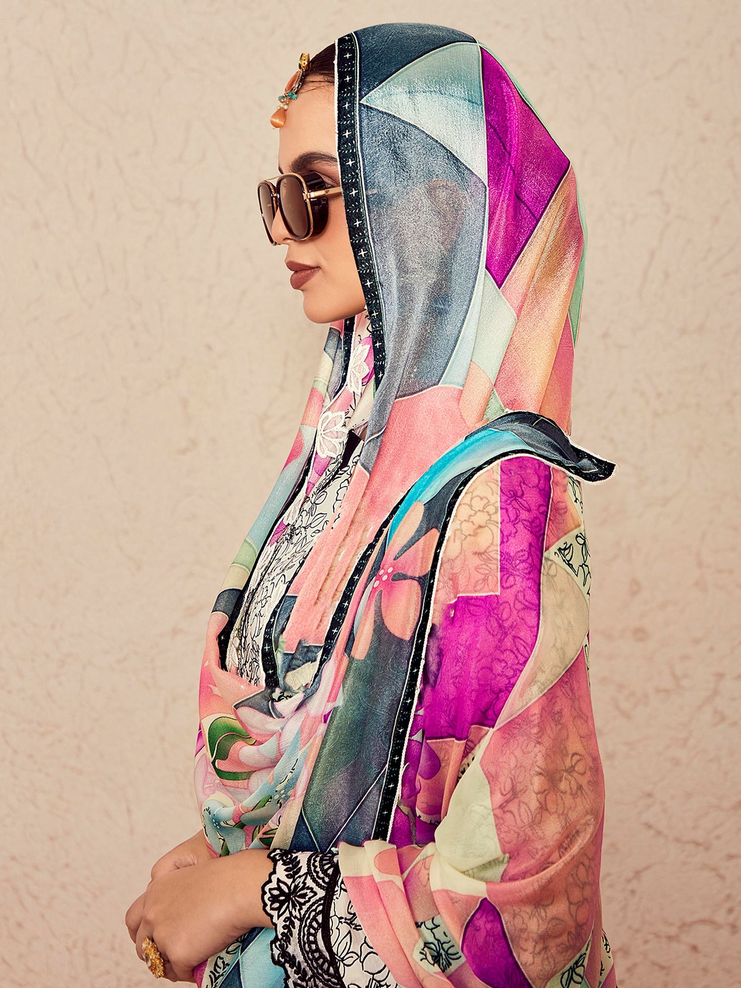 Indo Era Off White Printed Straight Kurta Trousers With Dupatta Set