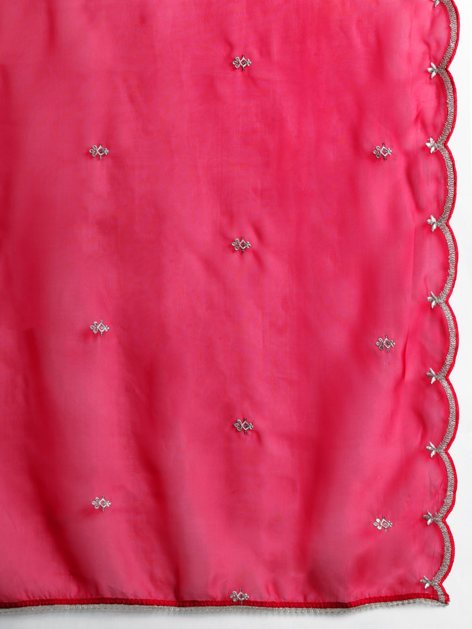 Indo Era Pink Embroidered Straight Kurta Trousers With Dupatta set
