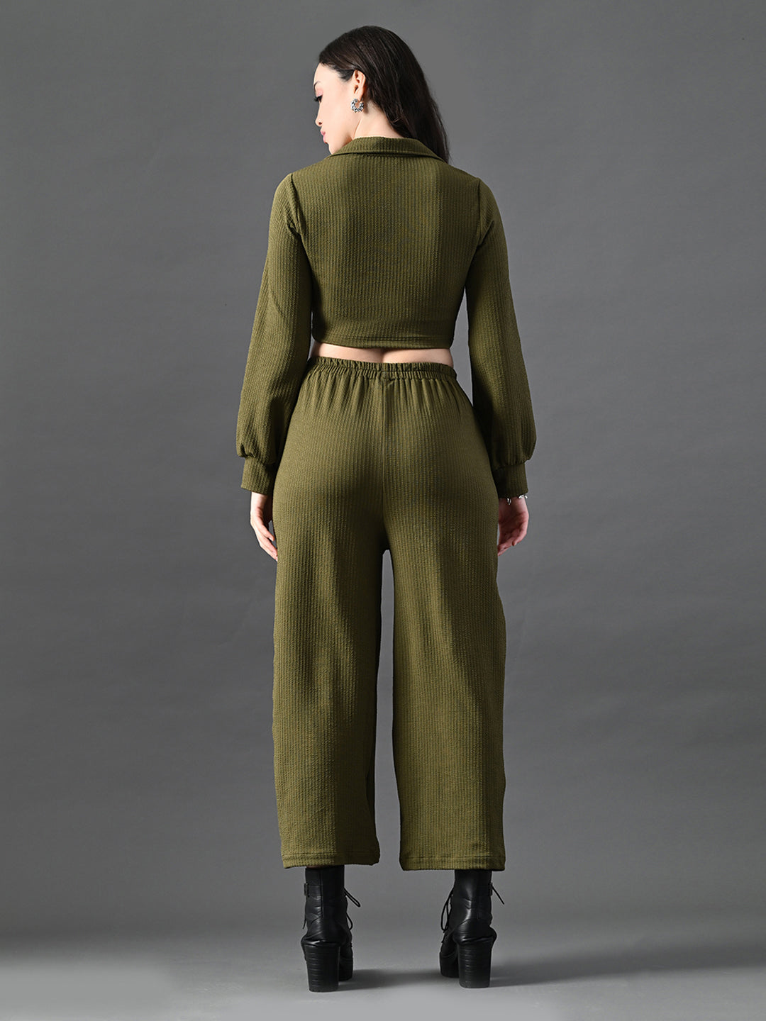 Myshka Women's Olive Green Co-Ord Set 
