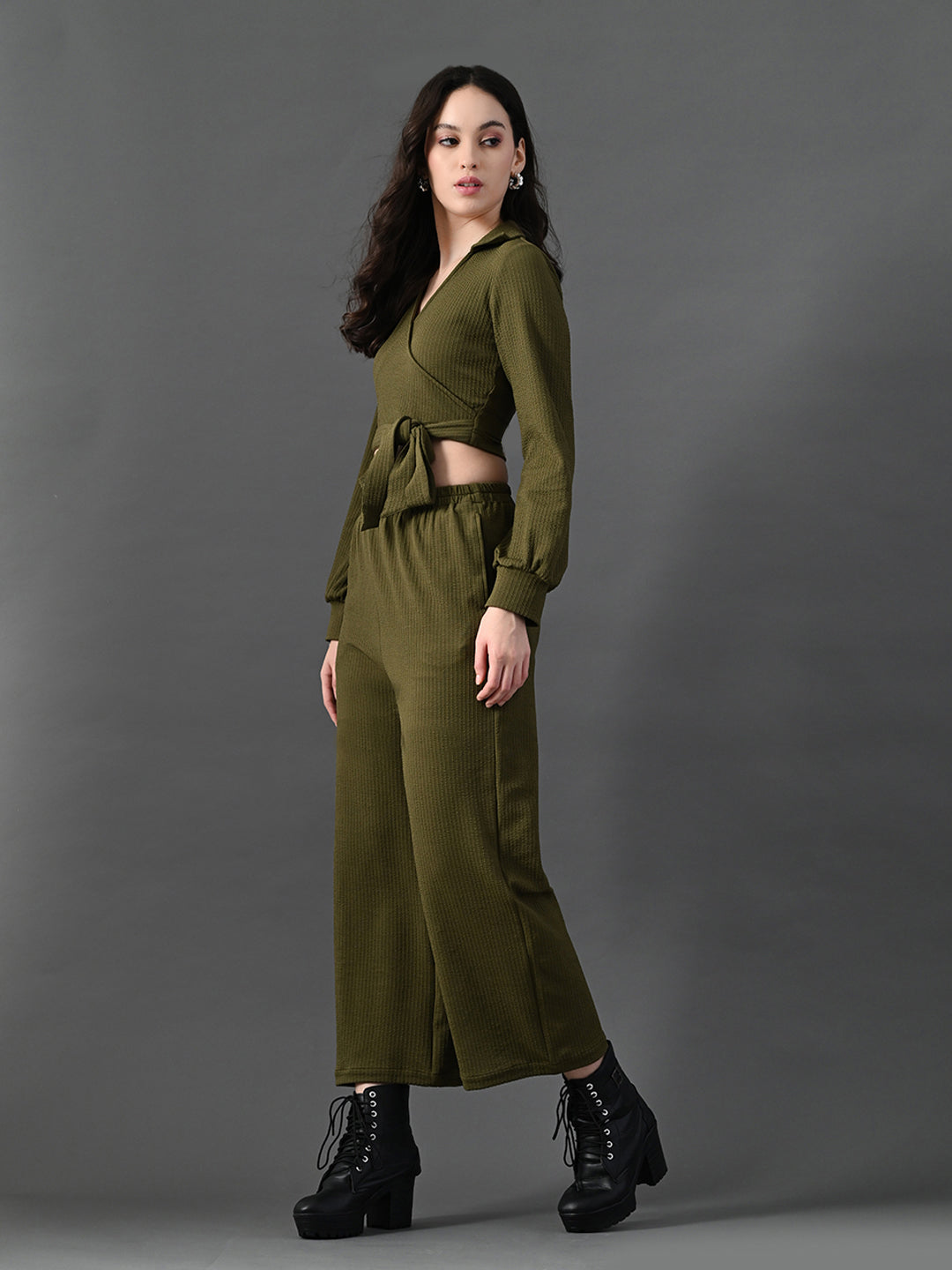 Myshka Women's Olive Green Co-Ord Set 