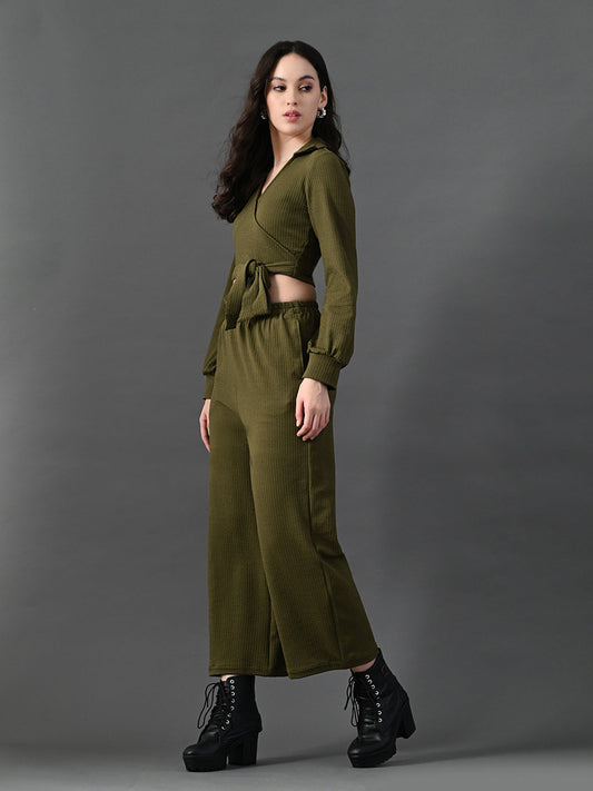 Myshka Women's Olive Green Co-Ord Set 