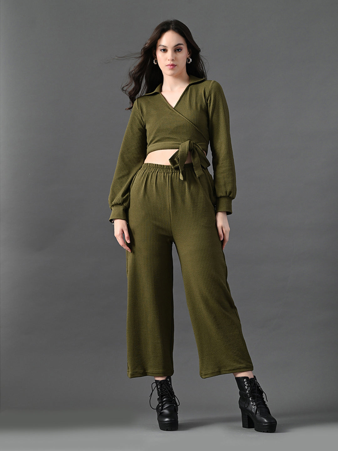 Myshka Women's Olive Green Co-Ord Set 