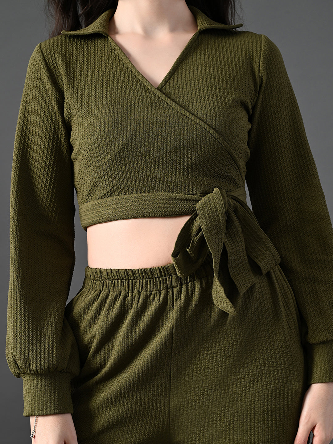 Myshka Women's Olive Green Co-Ord Set 