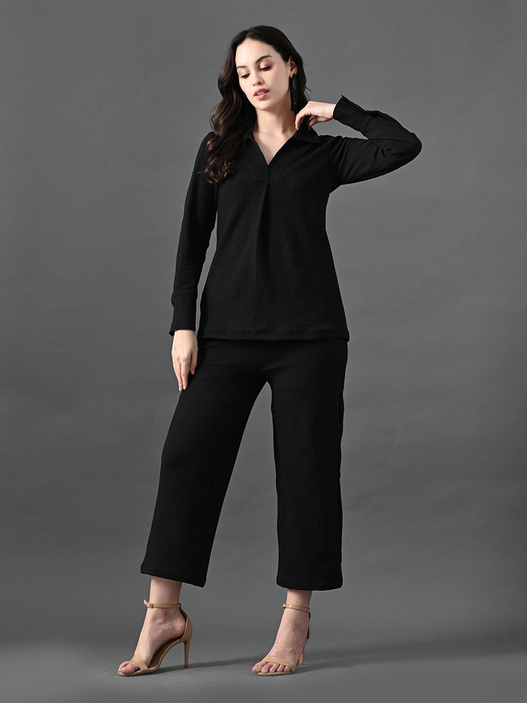Myshka Women's Black Everyday Lounge Set 