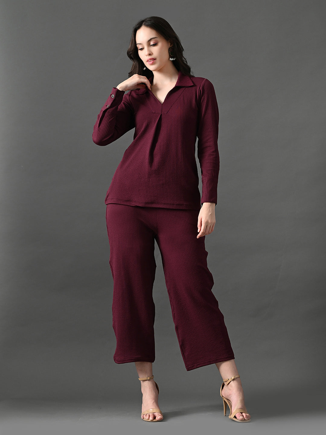 Myshka Women's Wine Everyday Lounge Set 